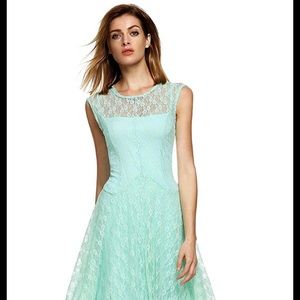 Sleeveless Floral Lace Tiered Party Dress